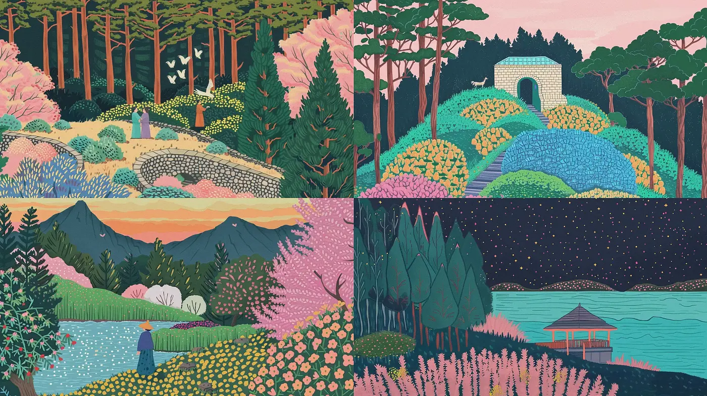 Enchanted Twilight Gardens: A Homage to Post-Impressionist Serenity - Midjourney sref style