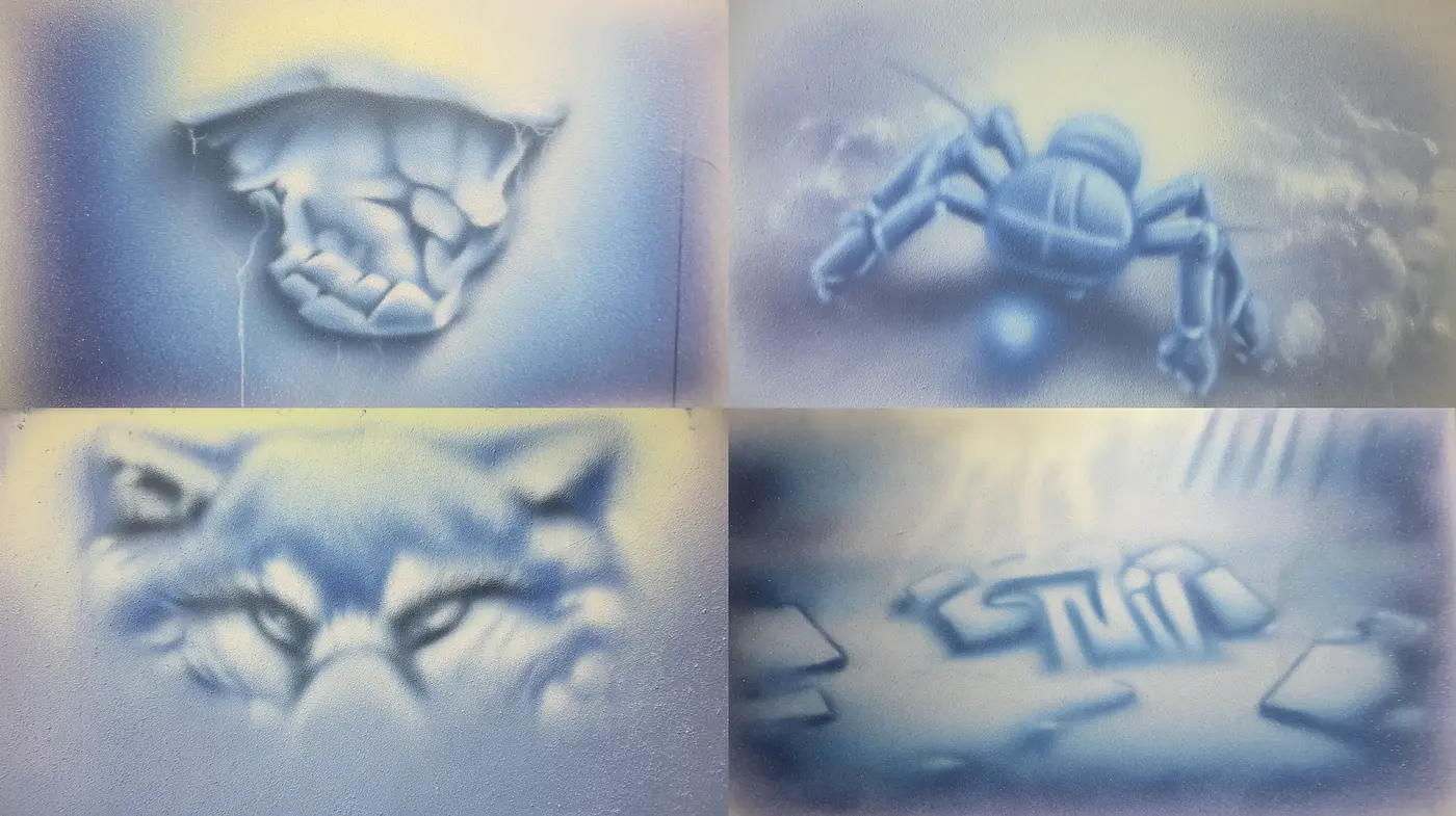 Surrealist Exploration with Urban Aesthetic and Monochrome Hues - Midjourney sref style