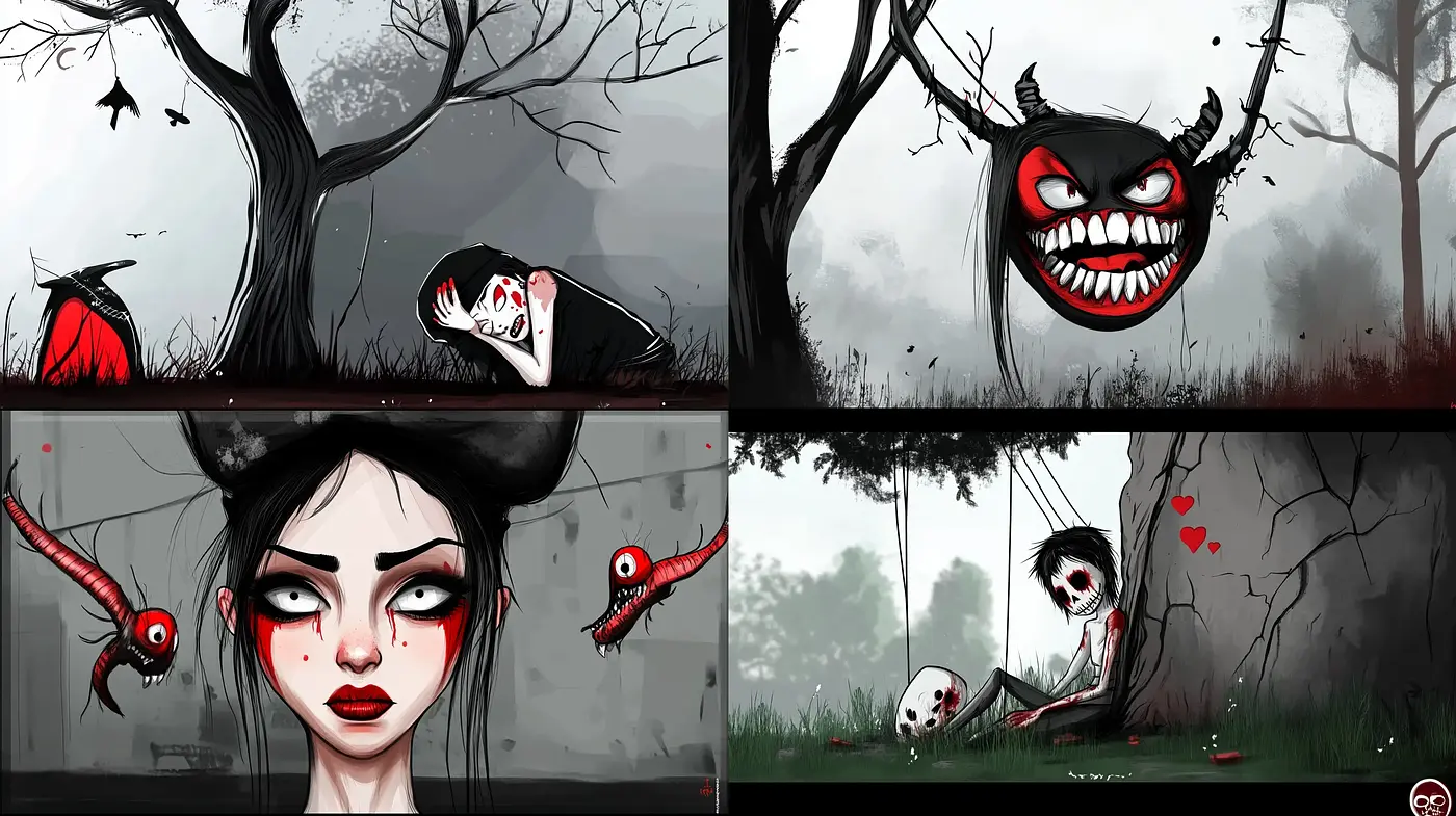 Gothic Whimsy in a Macabre Monochrome World - Midjourney sref style