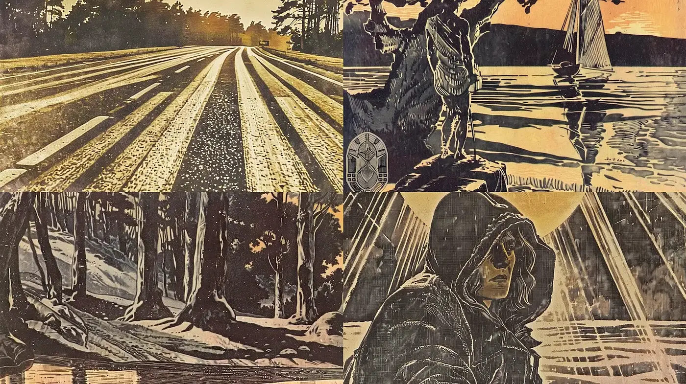 Exploring a Retro-Inspired Visual Narrative with Strong Graphic Elements - Midjourney sref style
