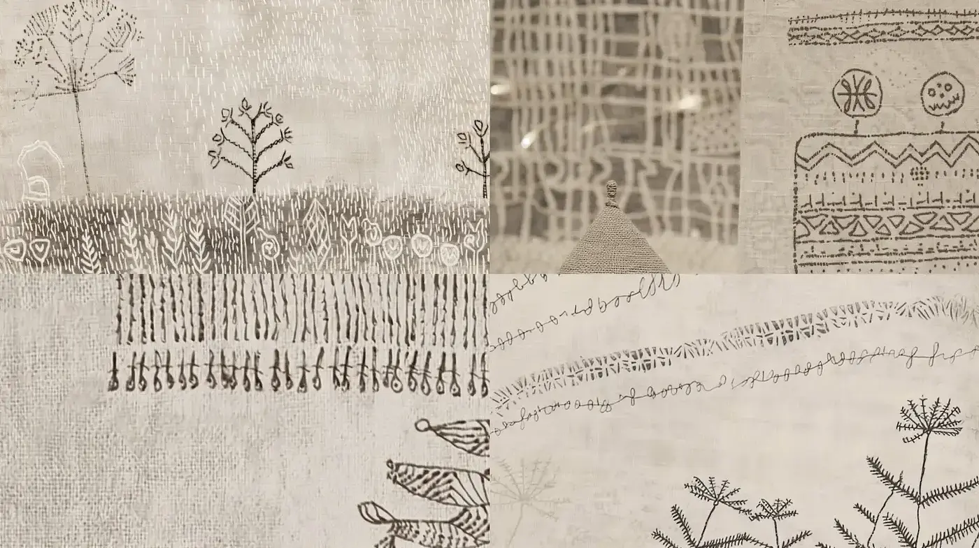 Intricate hand-drawn patterns with a earthy aesthetic - Midjourney sref style