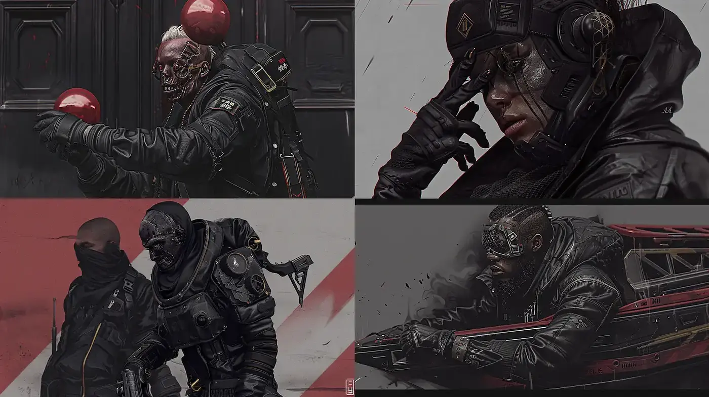 Gritty Noir Futurism: A Blend of Dark Ambiance with Sci-Fi Elements - Midjourney sref style
