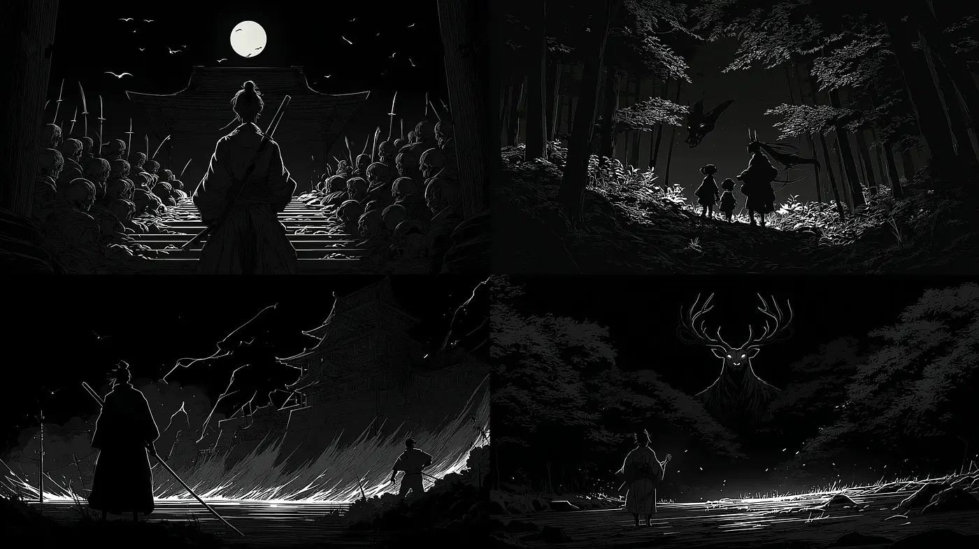 Dark and Mystical Art Style Inspired by Eastern Aesthetics - Midjourney sref style