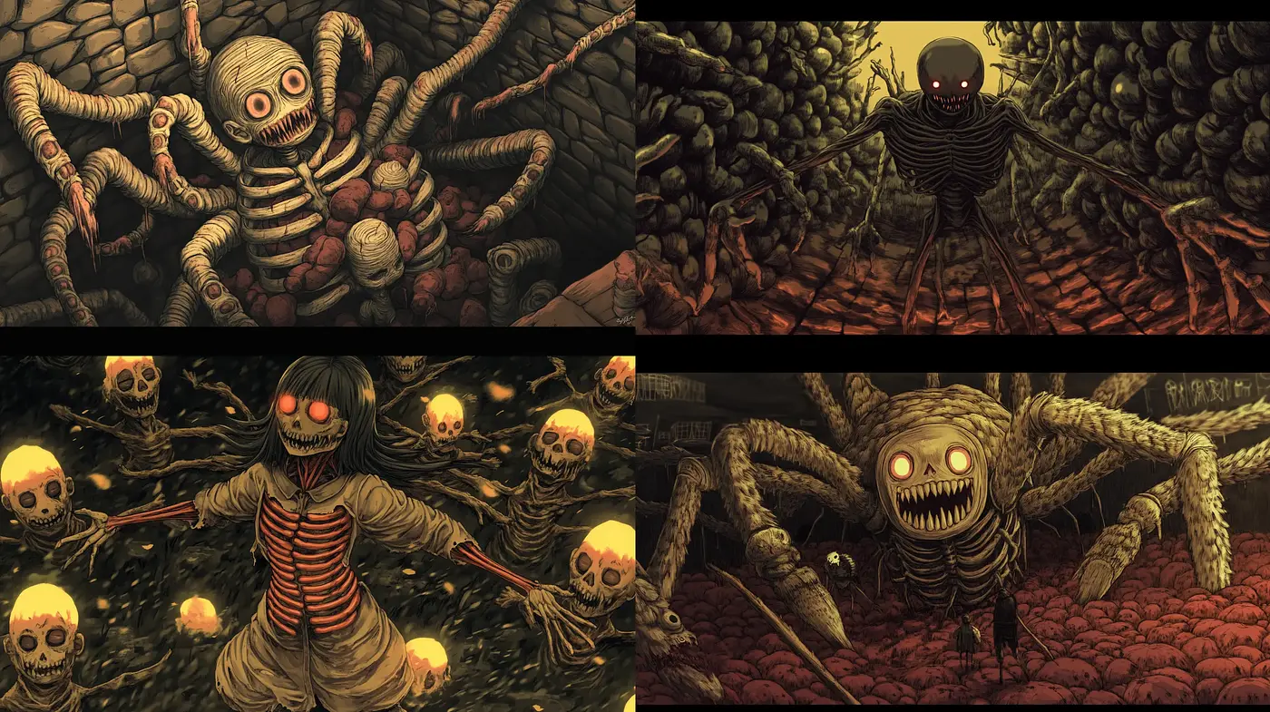 Eerie Macabre Fantasia with a Monochromatic Warm Palette - Midjourney sref style