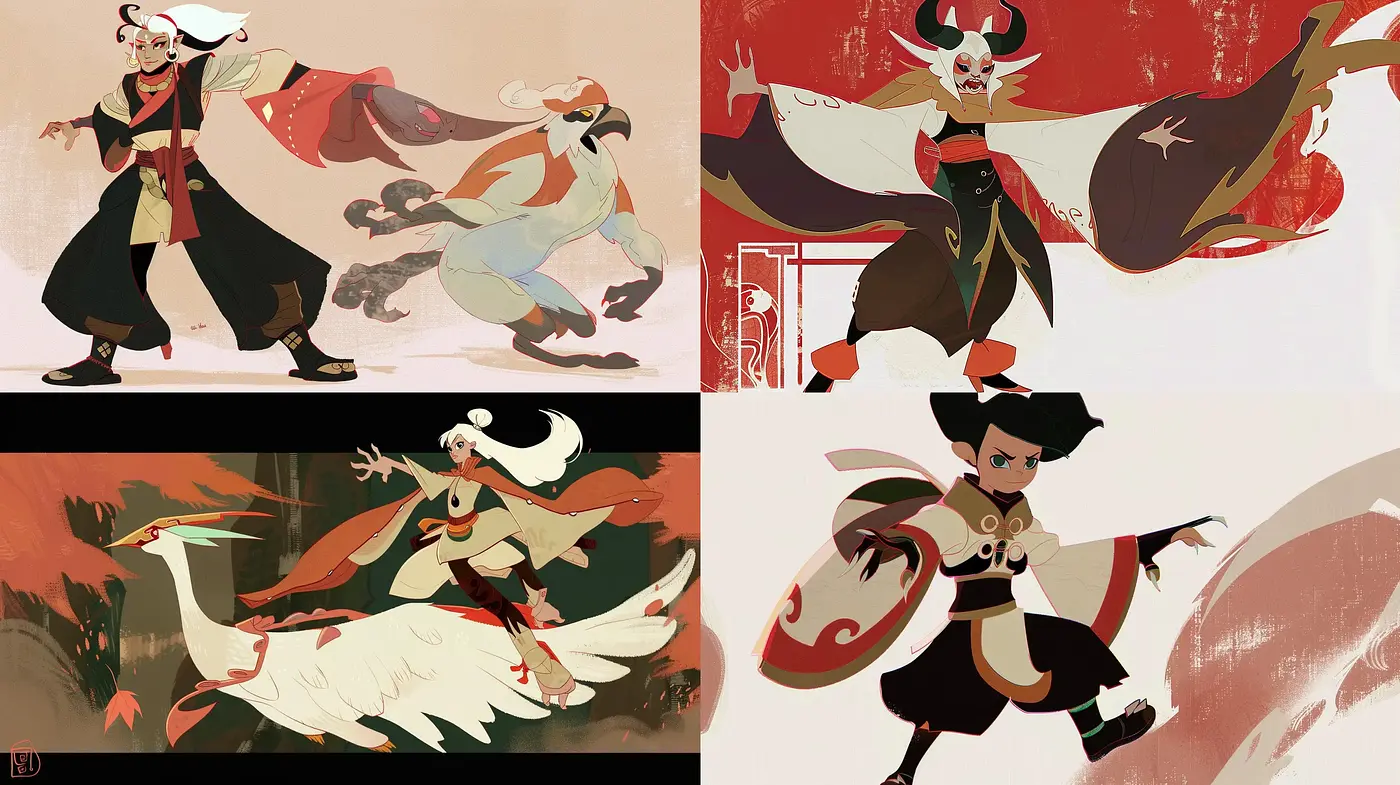 Stylized Mythological Elegance With a Modern Animated Twist - Midjourney sref style