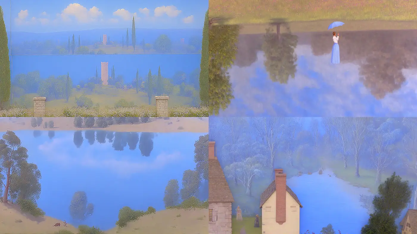 Serene and Dreamlike Landscapes with a Soft Palette - Midjourney sref style