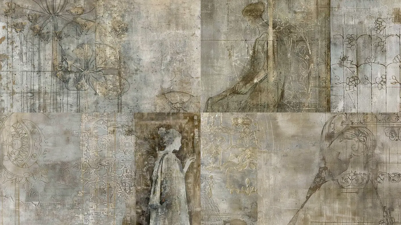 Ephemeral Parchment Tapestry: A Convergence of Antiquity and Futurism - Midjourney sref style