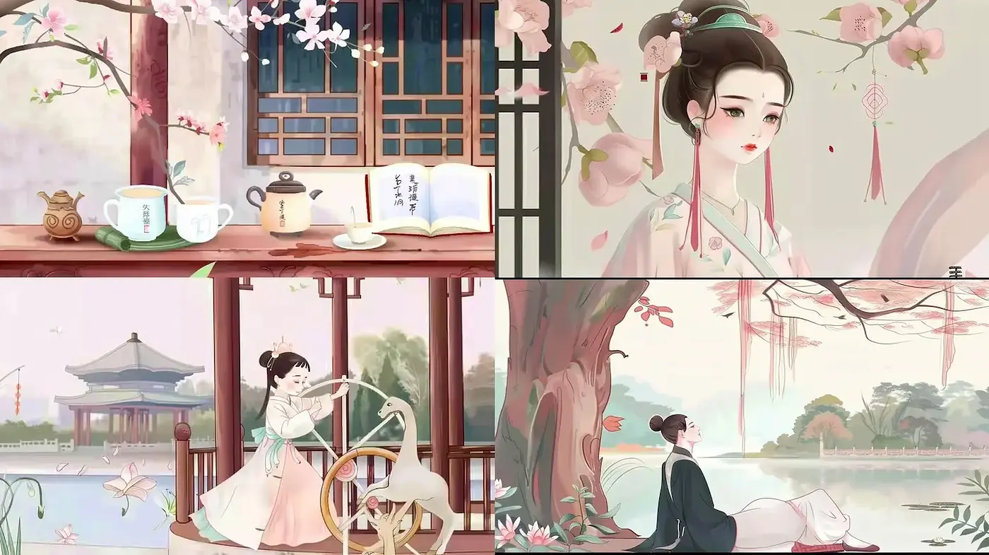 Elegant and Serene East Asian Aesthetic with Floral Motifs - Midjourney sref style