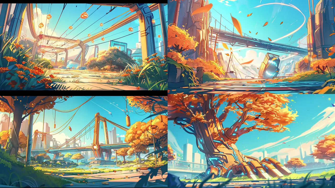 Futuristic Serenity: A Vivid Harmony of Nature and Advanced Urbanity - Midjourney sref style