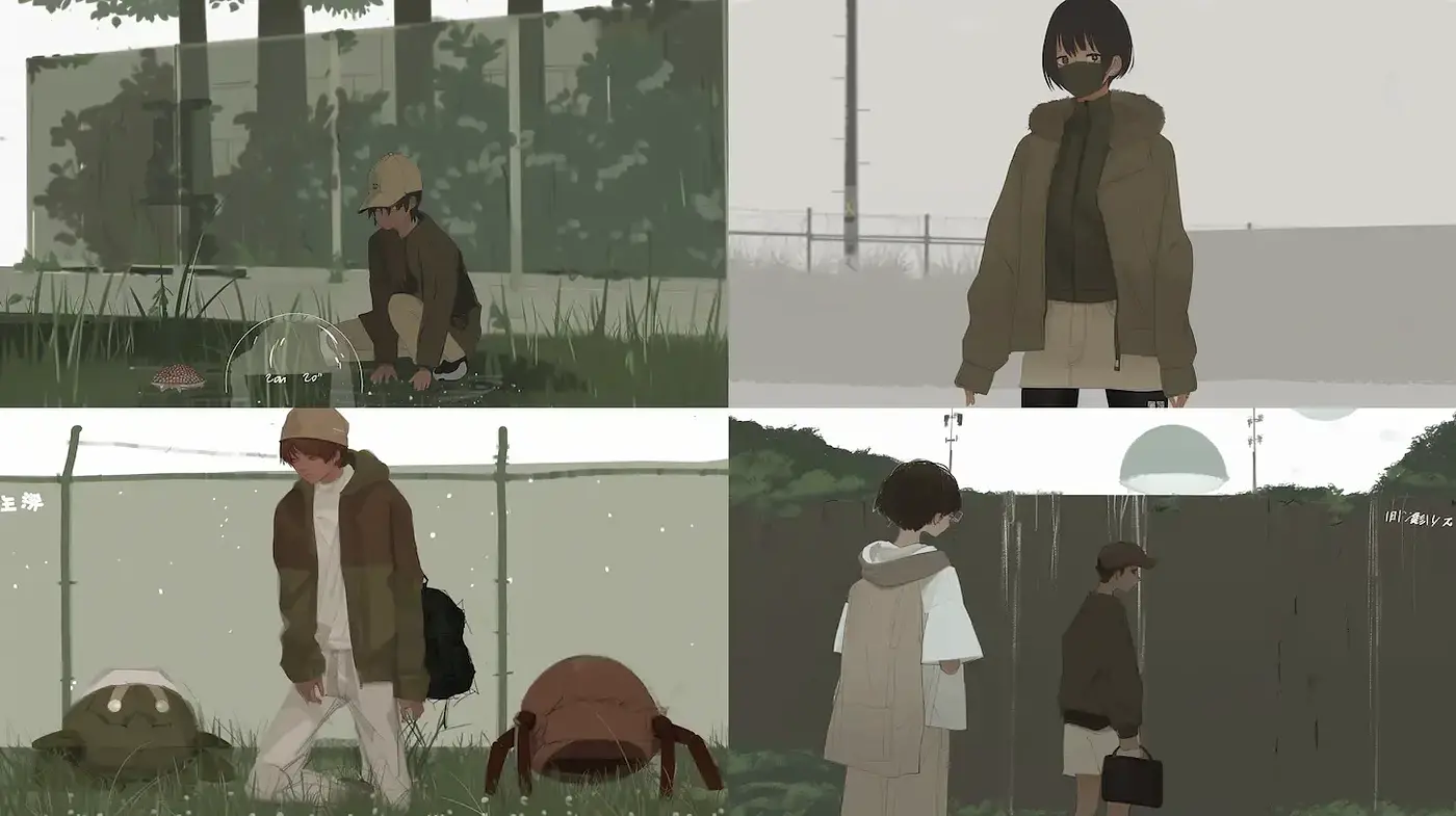 Muted Melancholia: A Rain-Soaked Journey Through Serene Anime Landscapes - Midjourney sref style