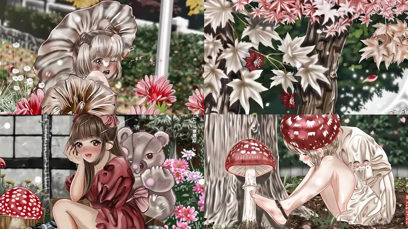 Charming Whimsy with Nature's Embrace - Midjourney sref style