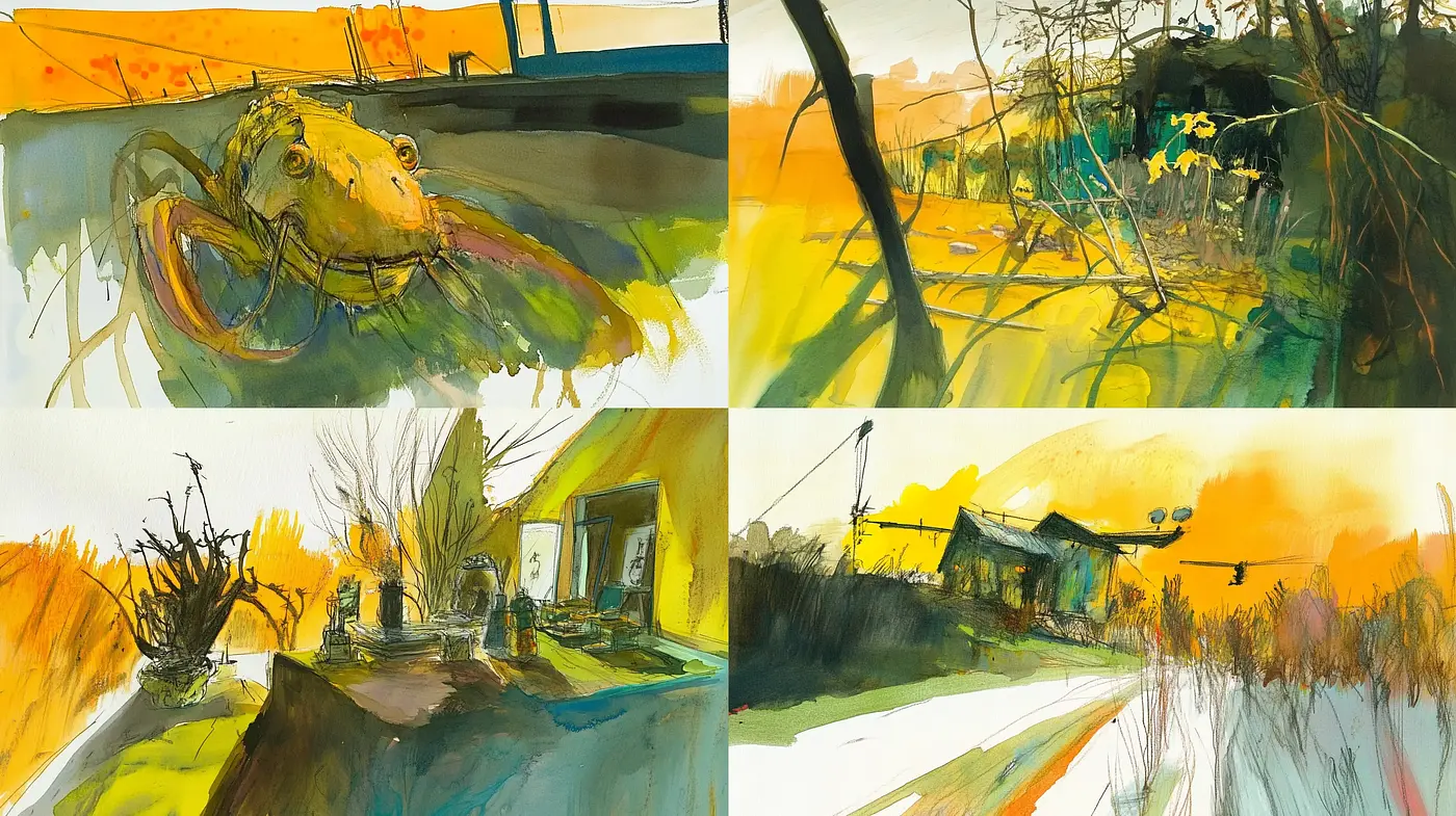 Luminous Brushstroke Panorama: A Vivid Fusion of Nature and Abstraction - Midjourney sref style