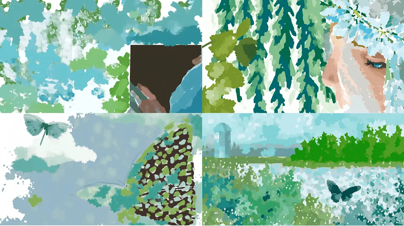 Whimsical Pastoral Impressions: A Serene Mosaic of Tonal Harmony - Midjourney sref style