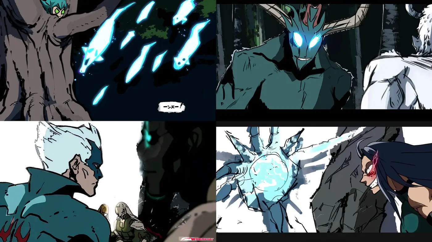 Dynamic Anime-Inspired Action Scenes with Intense Color Contrasts - Midjourney sref style