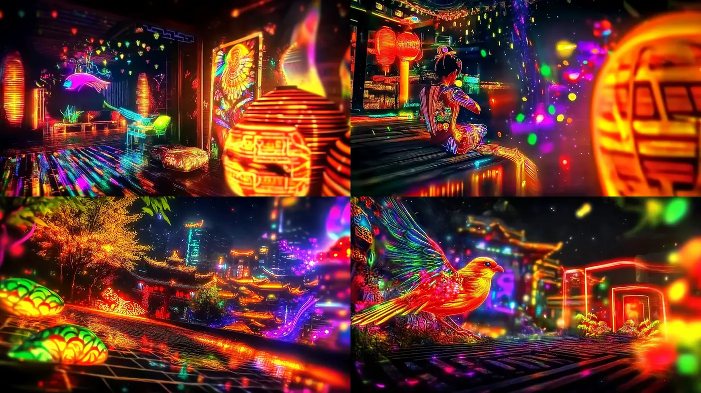 Vibrant Dreamscapes with Luminescent Elements - Midjourney sref style