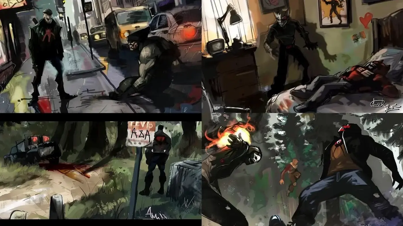 Dynamic and Gritty Urban Illustrations with a Comic Influence - Midjourney sref style