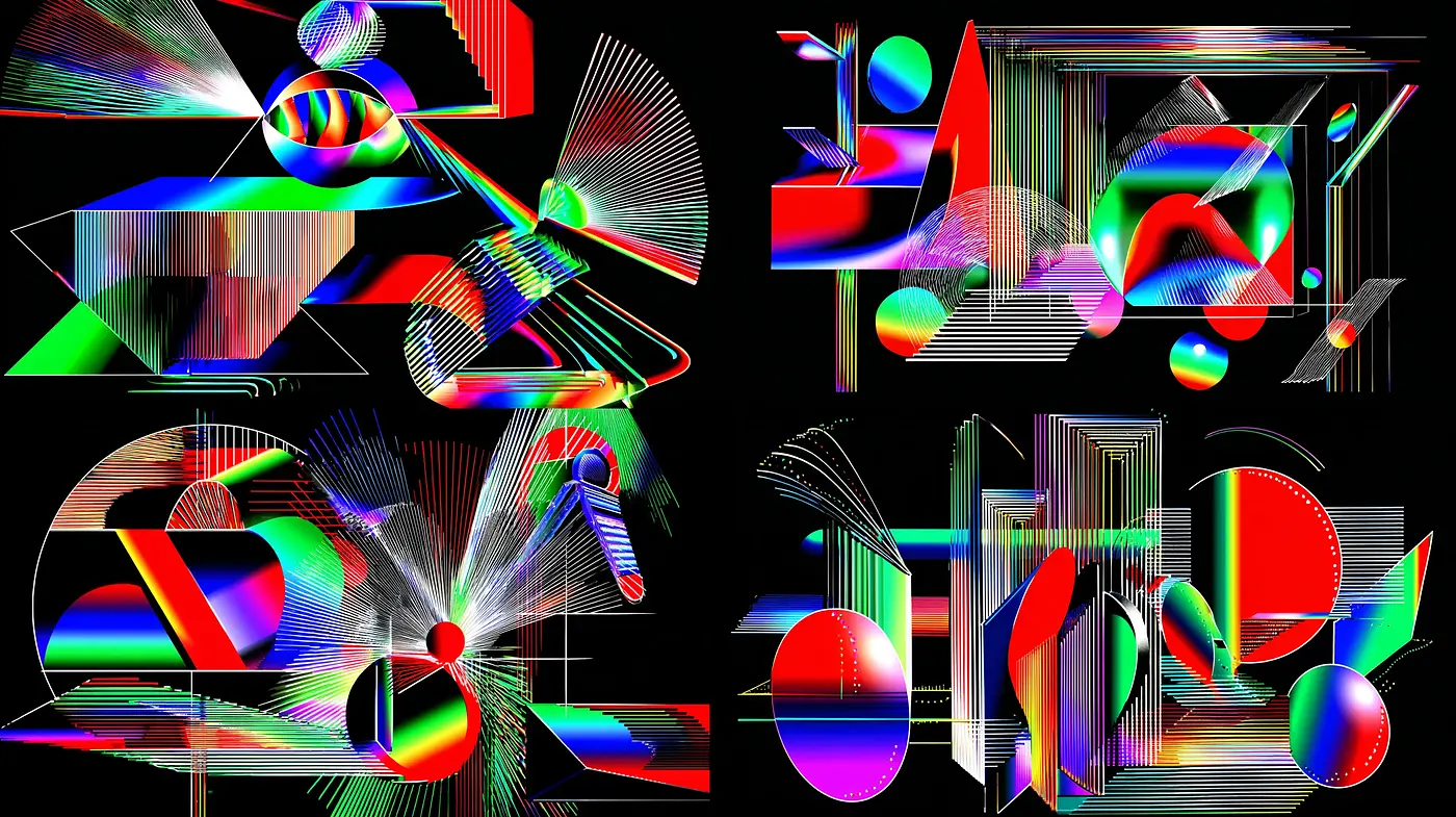 Dynamic and Neon-Infused Abstract Compositions - Midjourney sref style
