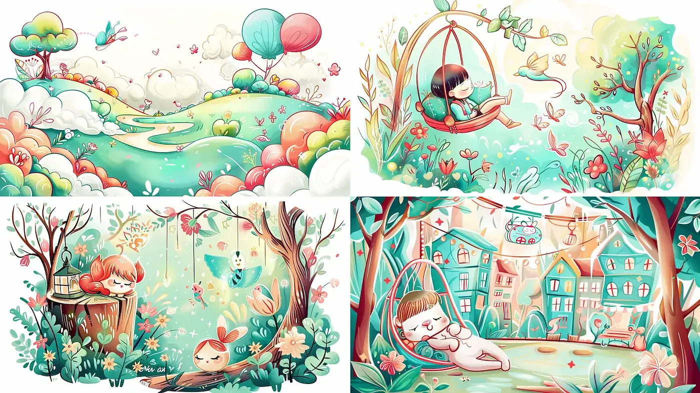 Whimsical Illustrations with a Playful, Pastoral Aesthetic - Midjourney sref style