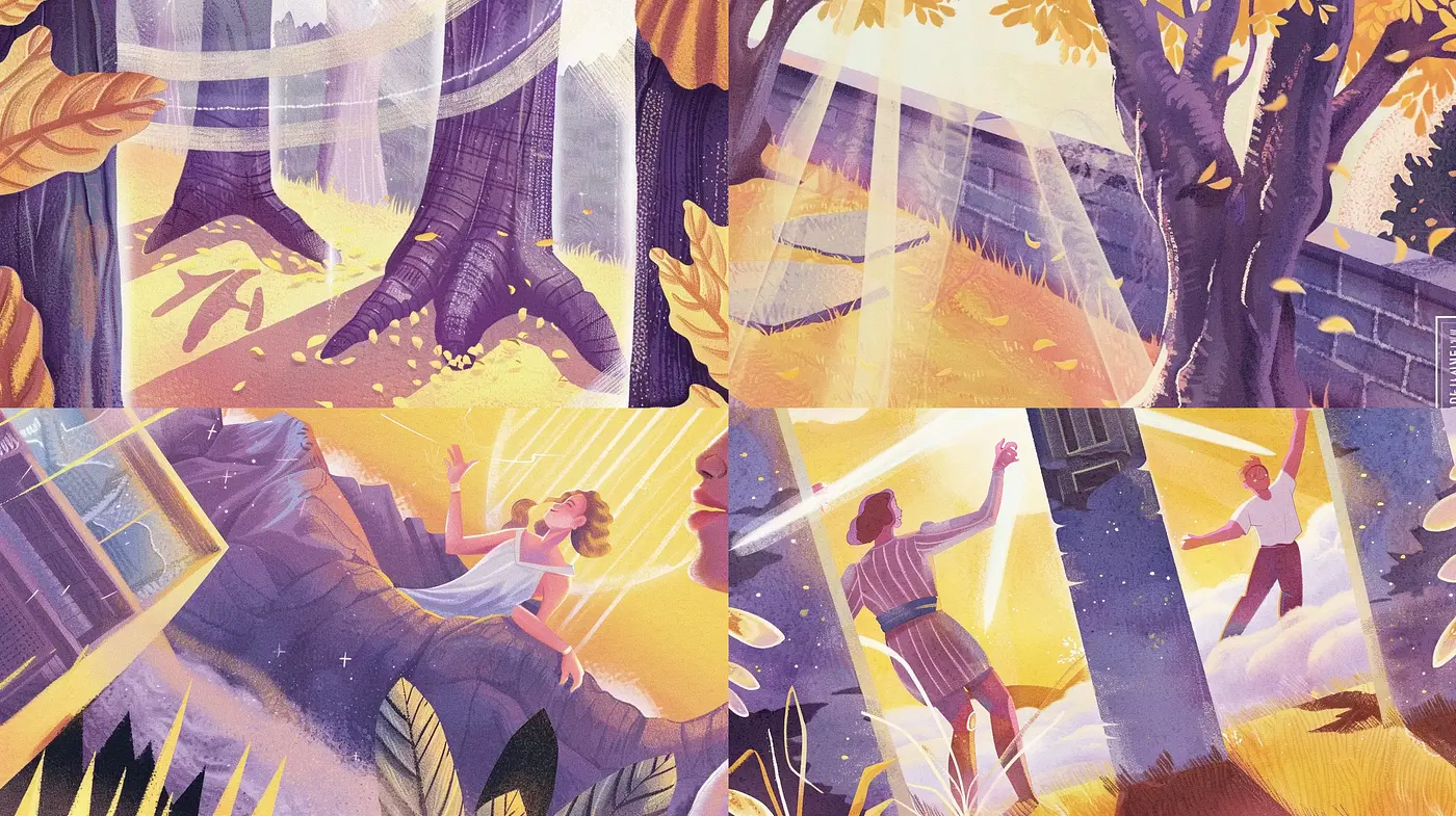 Golden Hour Reverie: A Warm, Luminous Illustrative Journey - Midjourney sref style