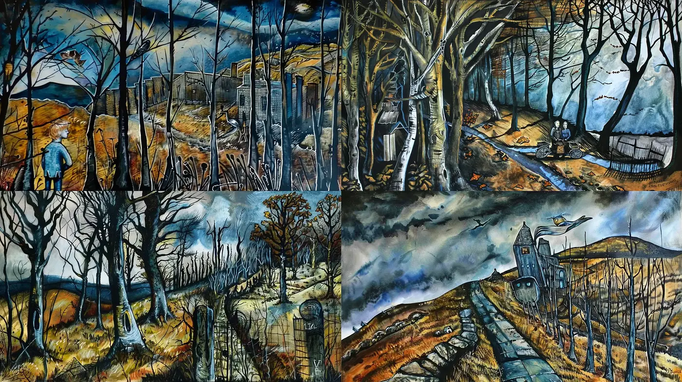 Hauntingly Expressive Lanscapes in Surreal Shades - Midjourney sref style