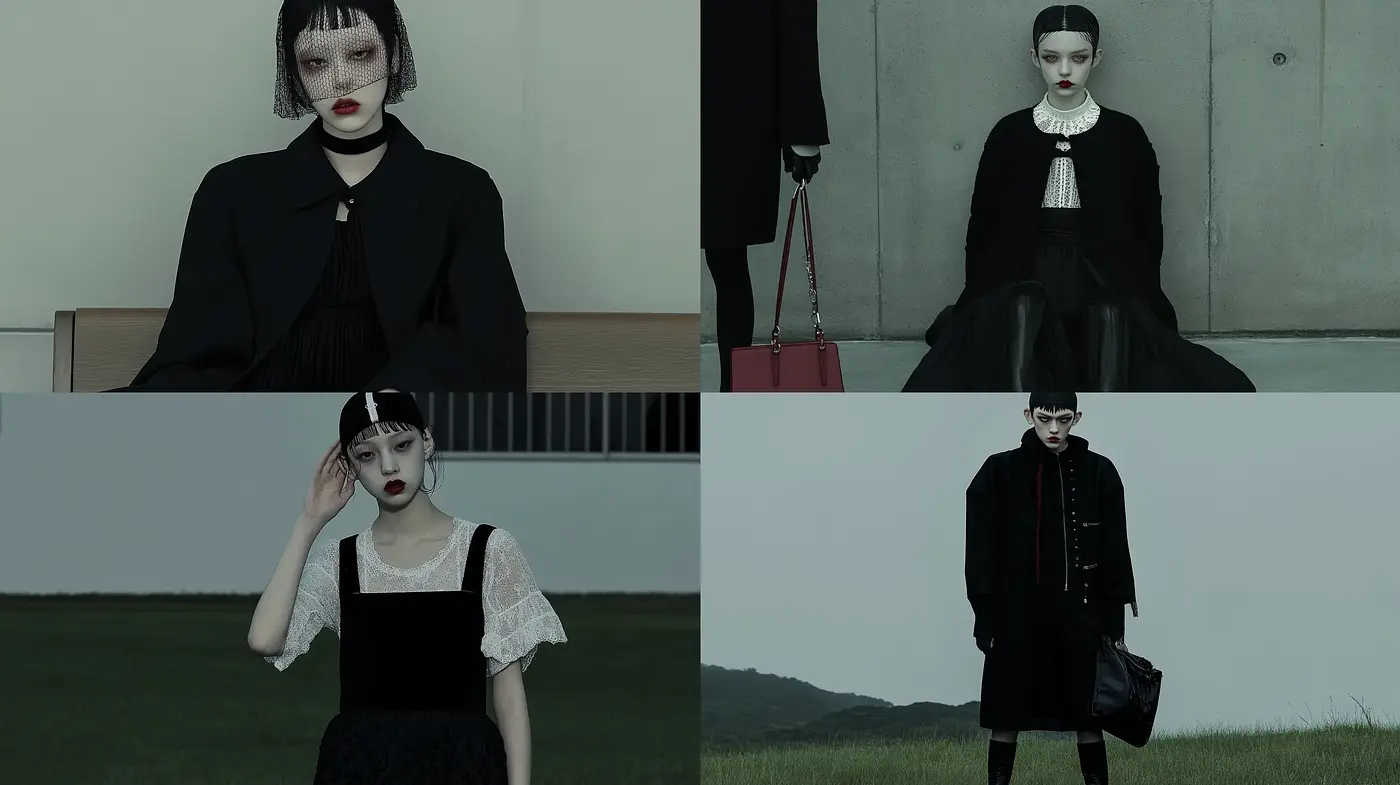 Eerily Poised Monochromatic Gothic Portraits - Midjourney sref style