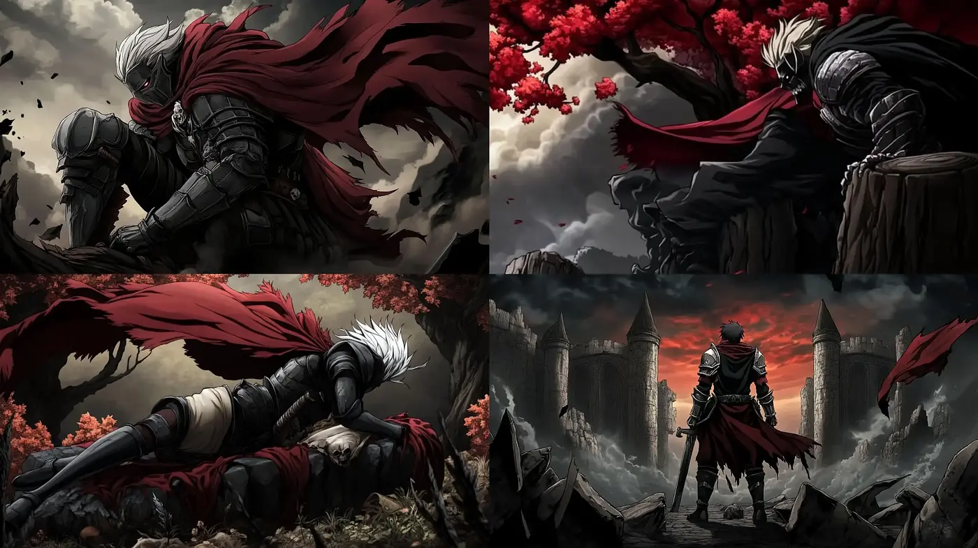 Epic Saga of the Crimson Cloak: A Dark Fantasy Visual Ensemble - Midjourney sref style