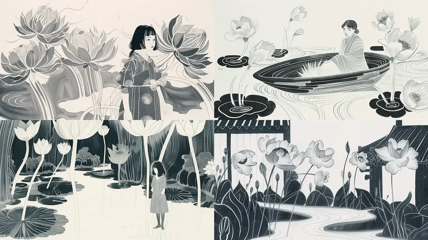 Delicate and Ethereal Illustrations with Eastern Influences - Midjourney sref style