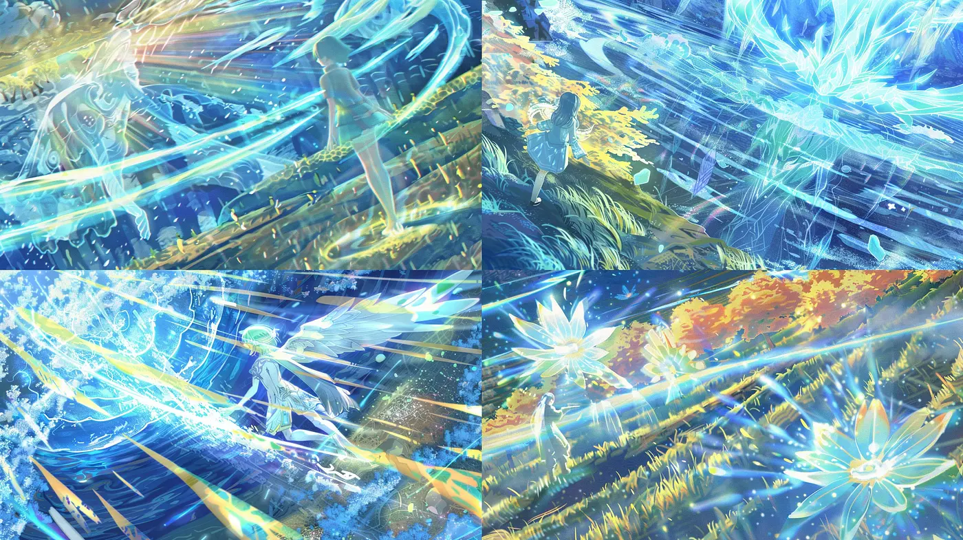 Ethereal Luminosity: A Fusion of Dynamic Light and Dreamy Hues - Midjourney sref style