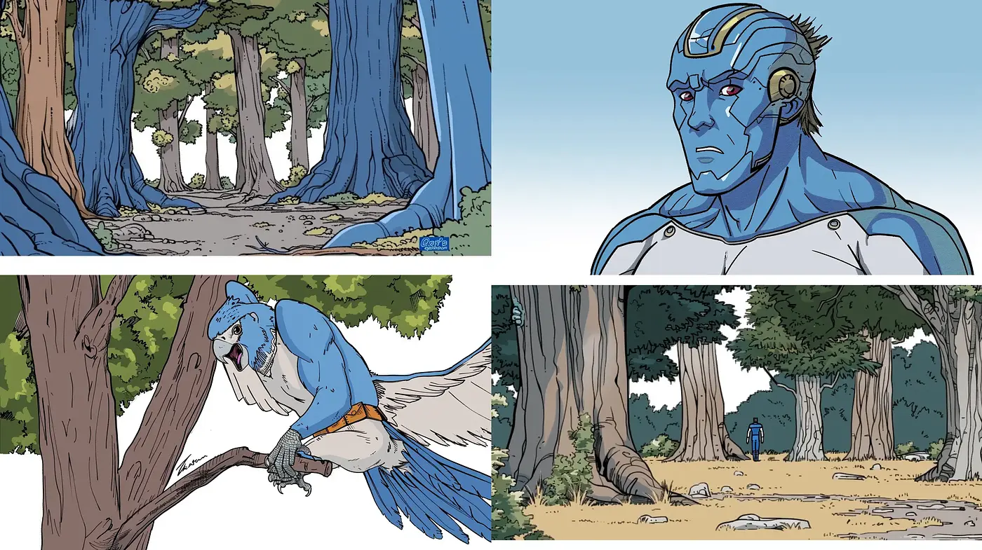 Futuristic Nature Synthesis with a Comic Book Essence - Midjourney sref style