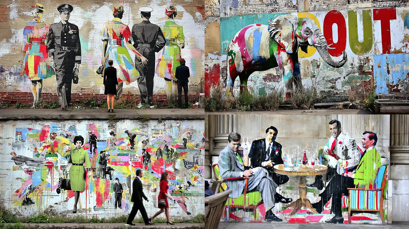 Vibrant and Playful Urban Art with a Nostalgic Twist - Midjourney sref style