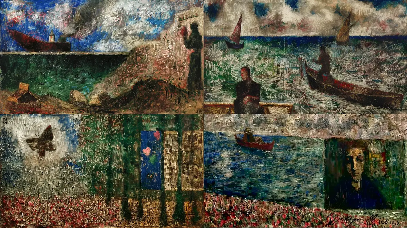Textured Maritime Impressions with a Modernist Twist - Midjourney sref style