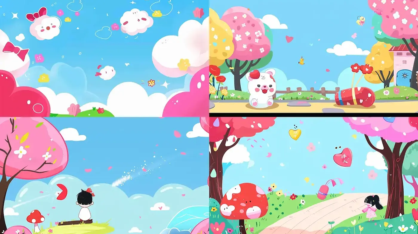 Whimsical and Cheerful Fantasy World in Soft Pastels - Midjourney sref style