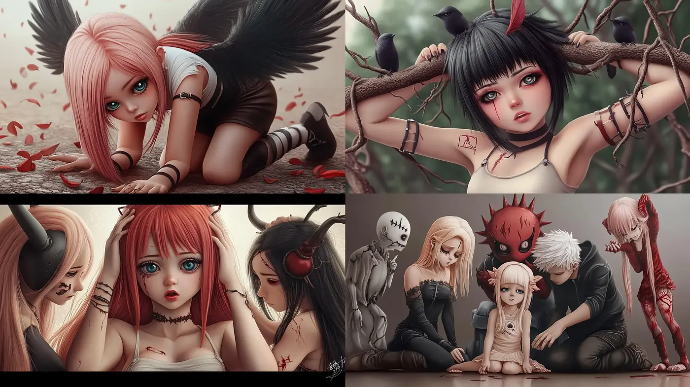 Gothic Fantasy with Anime Influence - Midjourney sref style