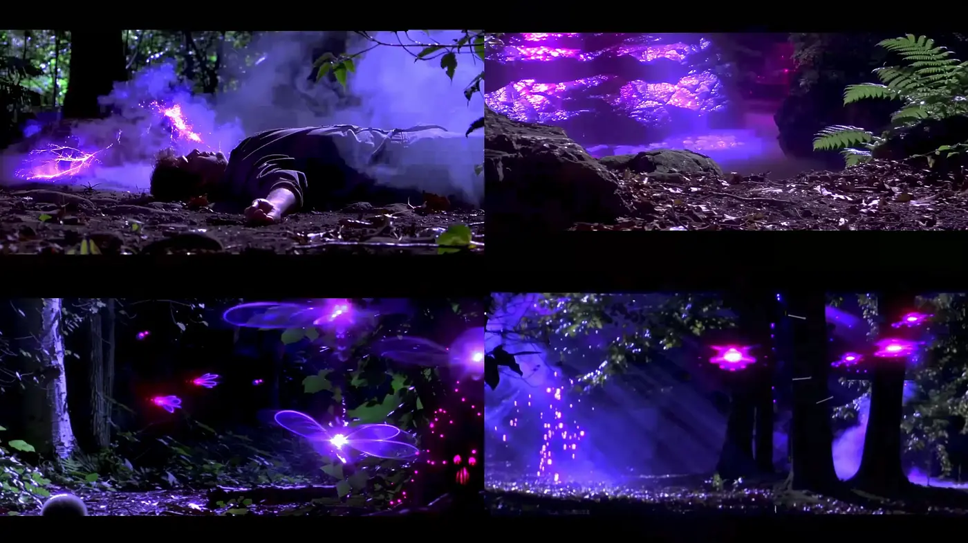 Enigmatic Nocturnal Forest: A Fusion of Neon and Nature - Midjourney sref style