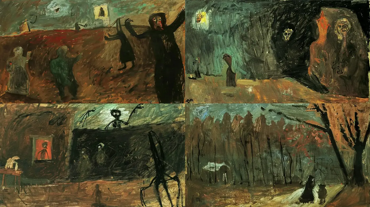 Shadowy Elegance of Melancholic Expressionism - Midjourney sref style