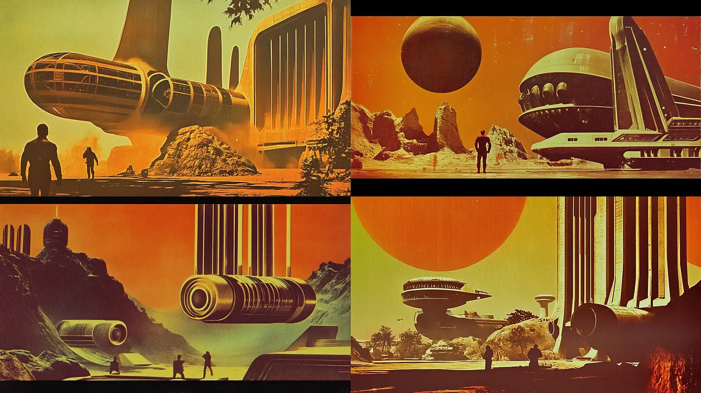 Retrofuturism Reimagined: A Nostalgic Vision of Tomorrow - Midjourney sref style