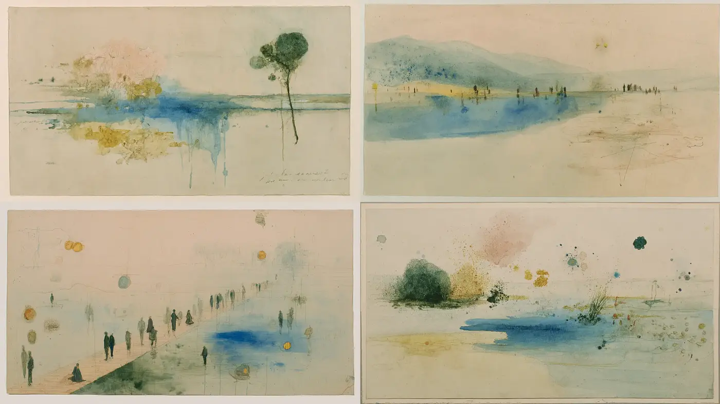 Evocative Landscapes with a Watercolor Aesthetic - Midjourney sref style