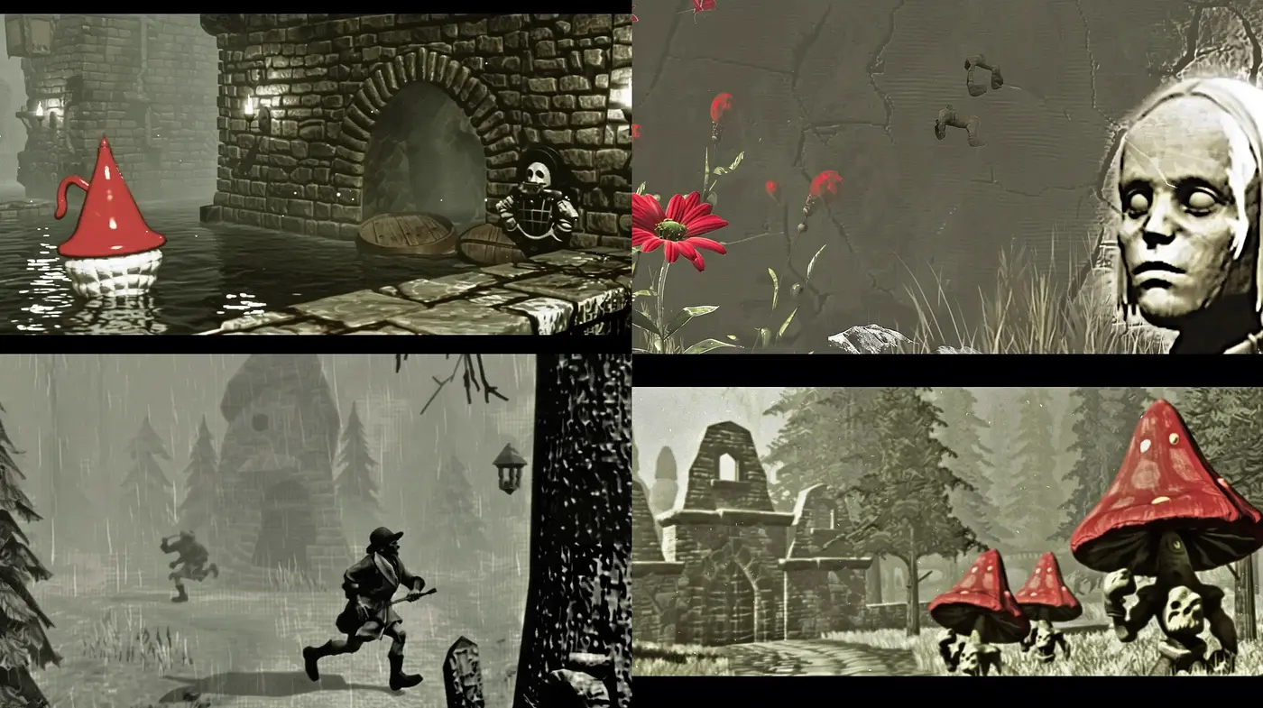Sepia-Toned Ethereal Dreamscape with Surrealist Elements - Midjourney sref style