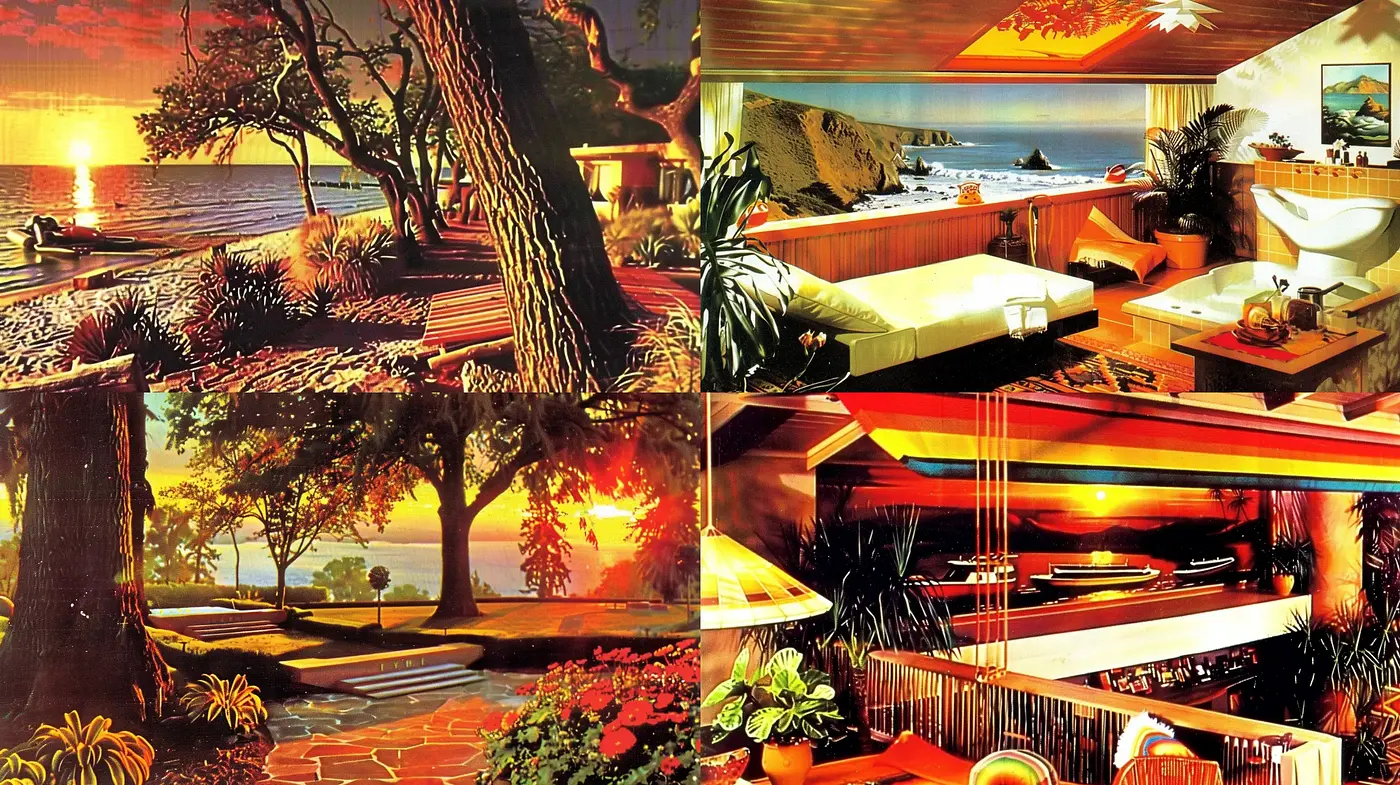 Sunset Hues and Vintage Vistas: A Warm Nostalgic Fusion - Midjourney sref style