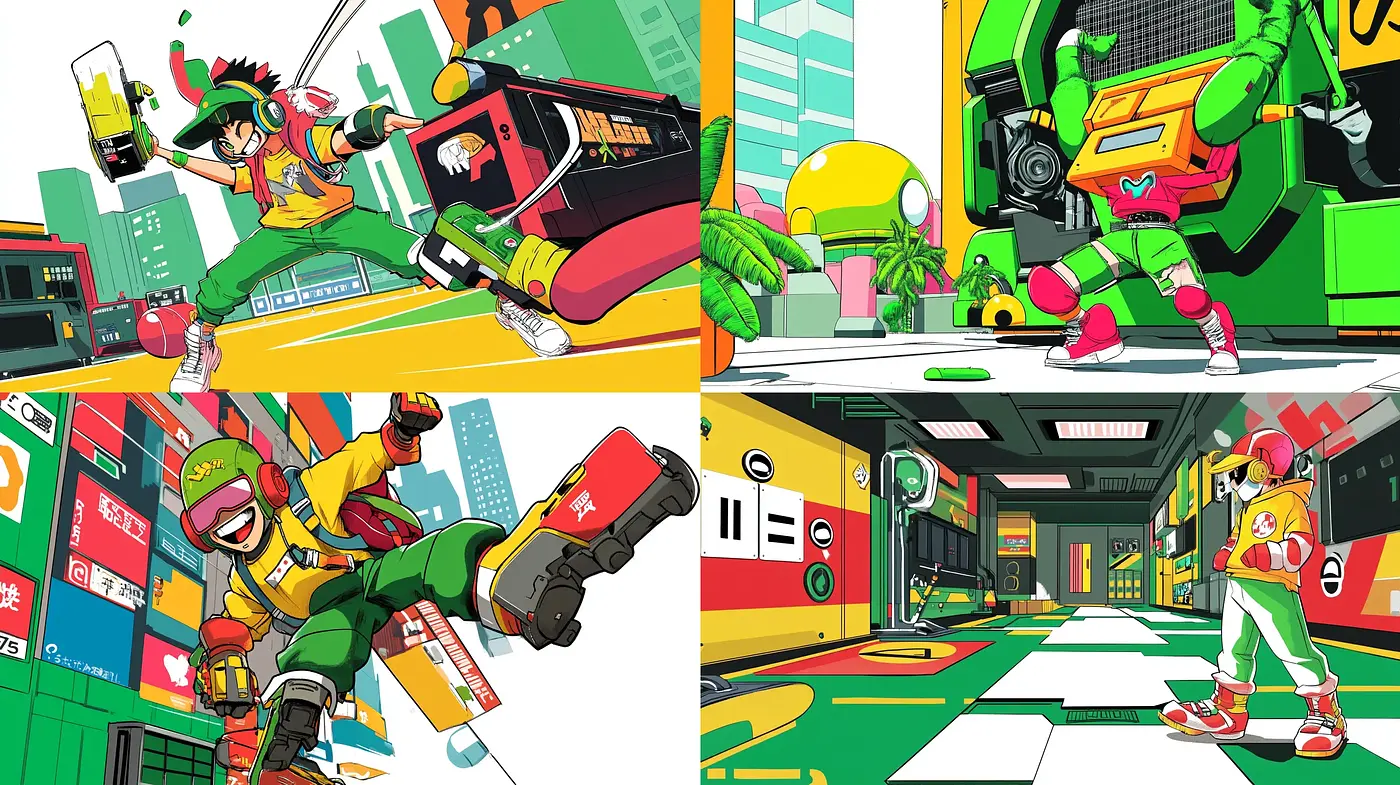 Futuristic Urban Animation with Vibrant Neon-Pop Aesthetics - Midjourney sref style