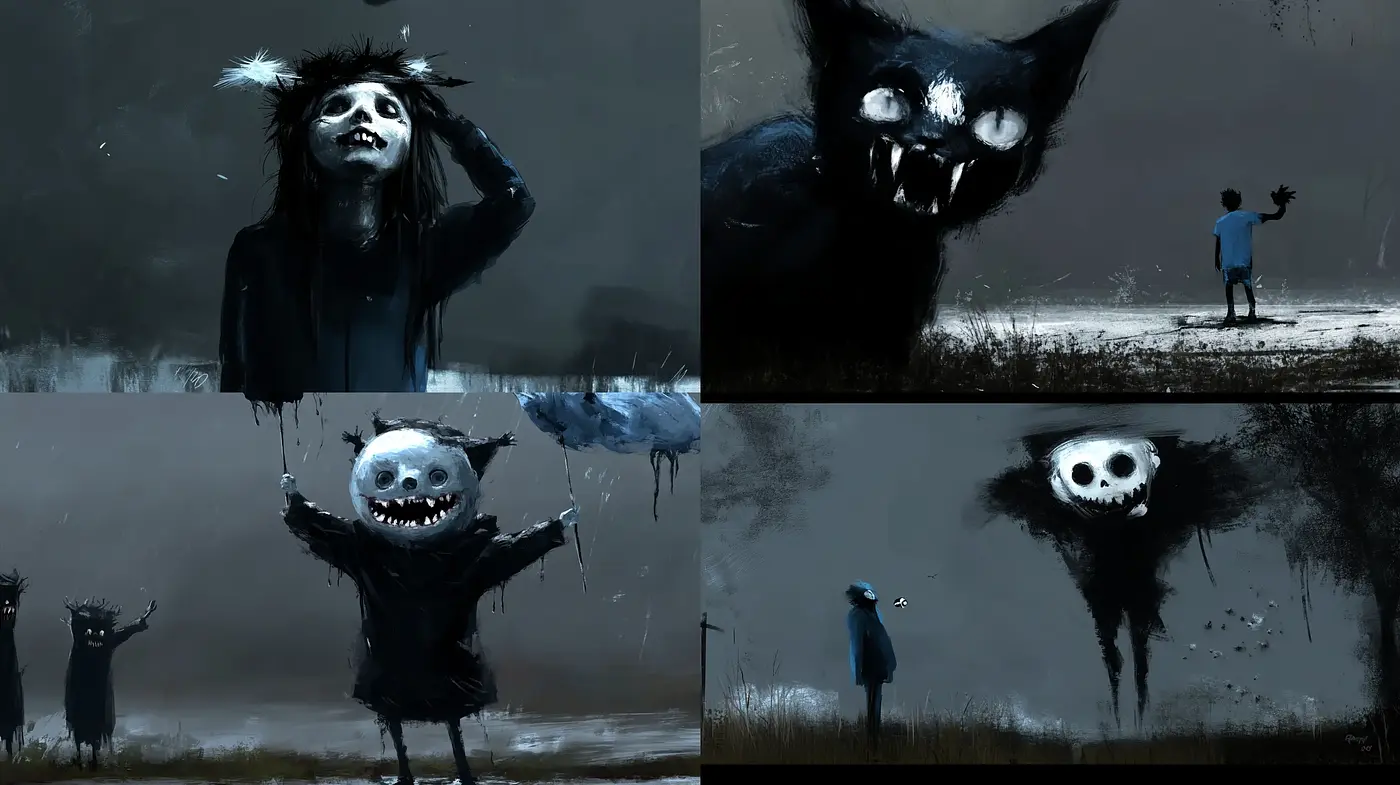 Eerie Nocturnal Hues: A Dark Expressionist Homage - Midjourney sref style