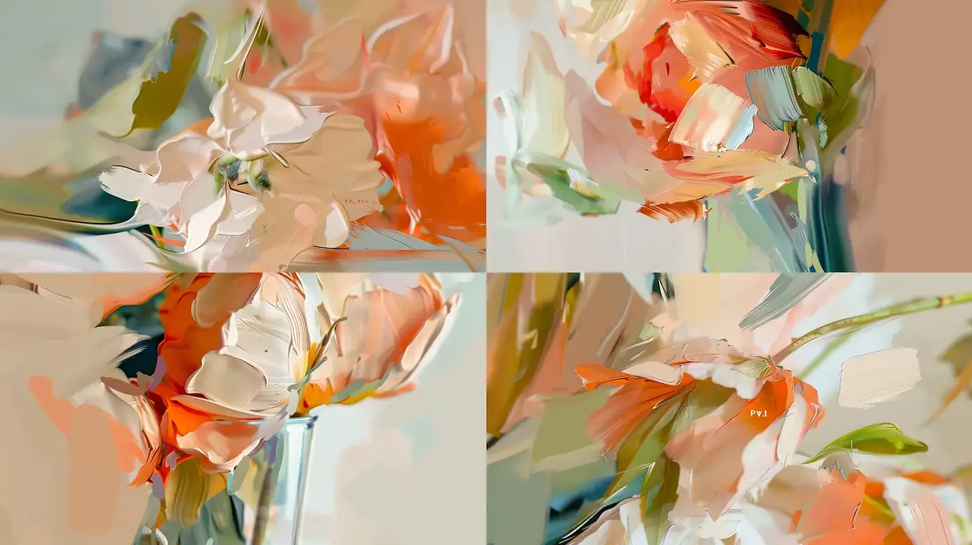 Abstract Floral Impressionism with Soft Organic Textures - Midjourney sref style