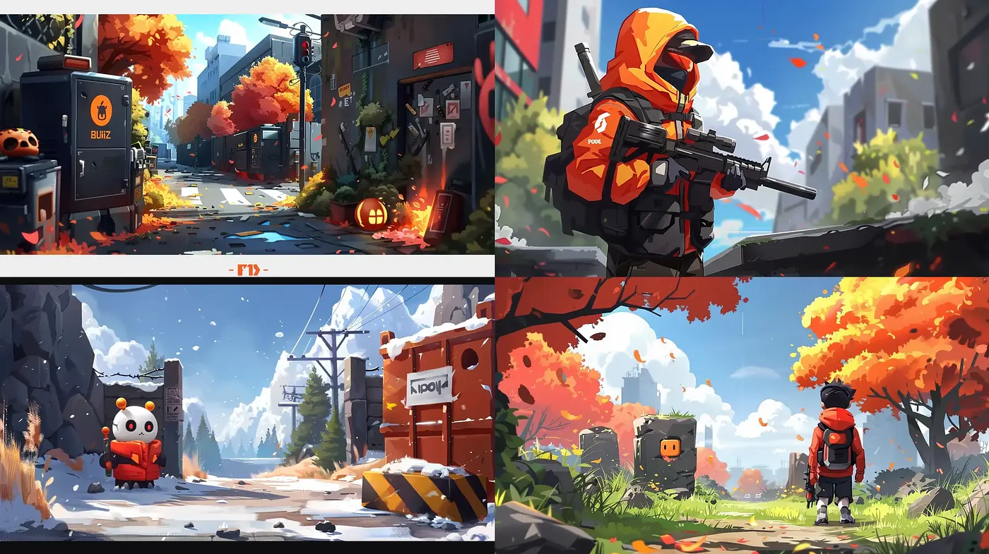 Autumnal Hues in a Stylized Post-Apocalyptic World - Midjourney sref style