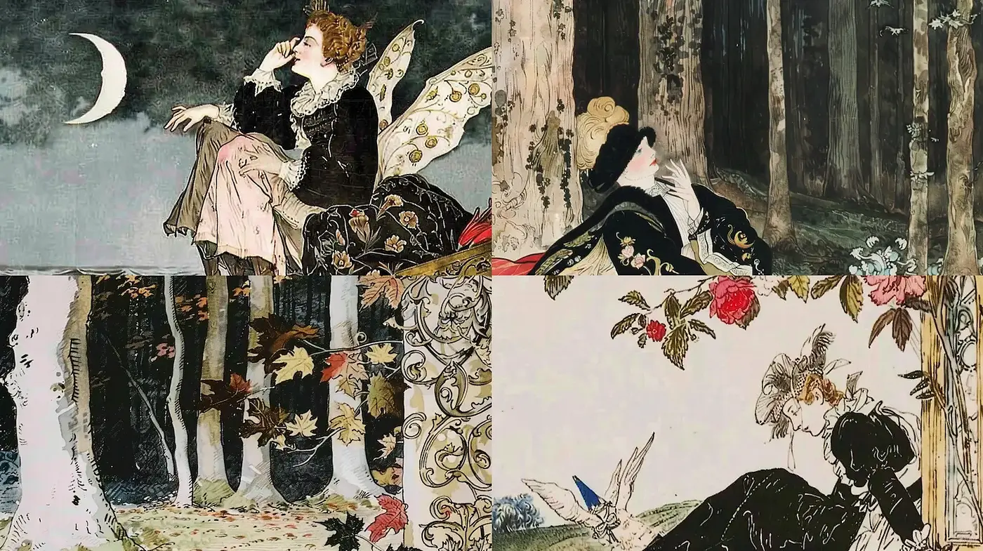Elegant and Whimsical Illustrations with a Touch of Nature - Midjourney sref style
