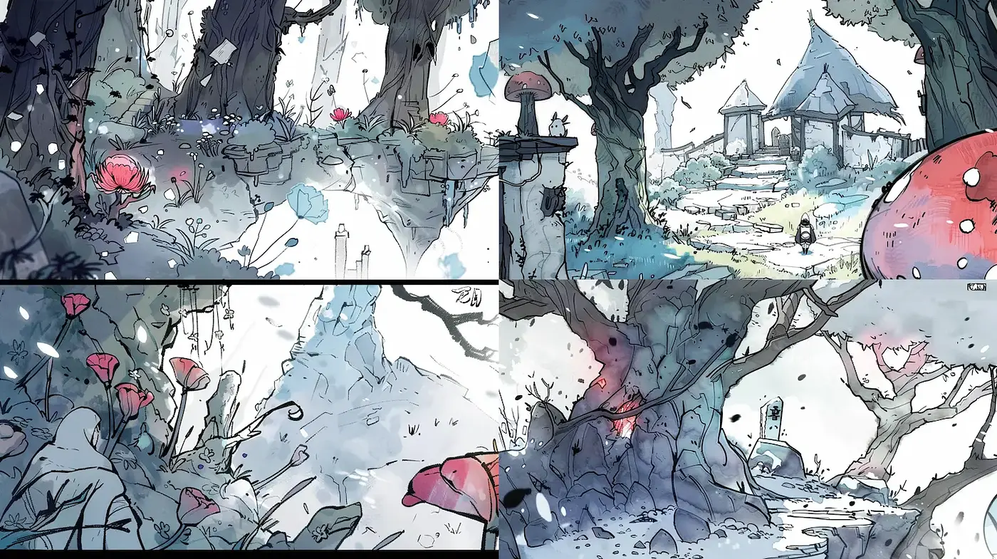 Whimsical and Ethereal Fantasy Landscapes with Soft Textures - Midjourney sref style