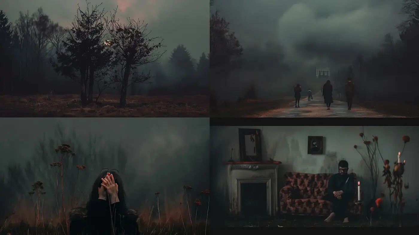 Mysterious and Atmospheric Visual Aesthetic with Dark Undertones - Midjourney sref style
