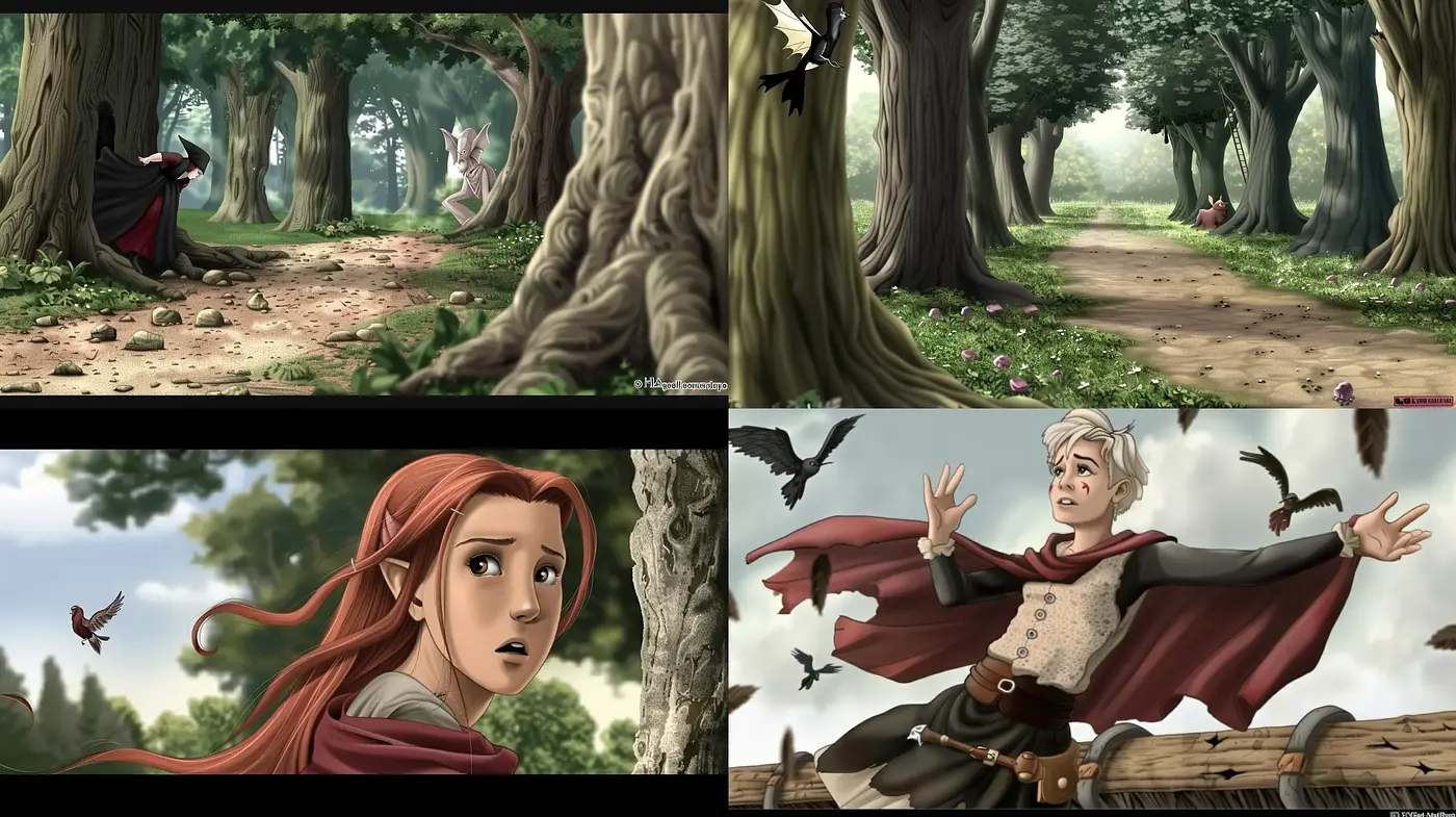 Enchanted Forest Adventure in a Vibrant Storybook Illustration Style - Midjourney sref style
