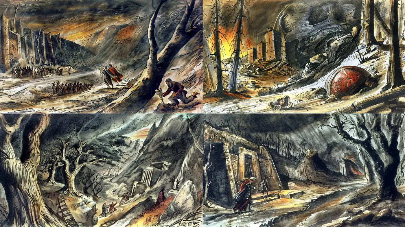 Apocalyptic Visions in Melancholic Brushstrokes - Midjourney sref style