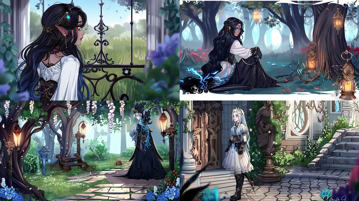 Enchanted Twilight Realms: A Consistent Anime-Inspired Digital Illustration Series - Midjourney sref style