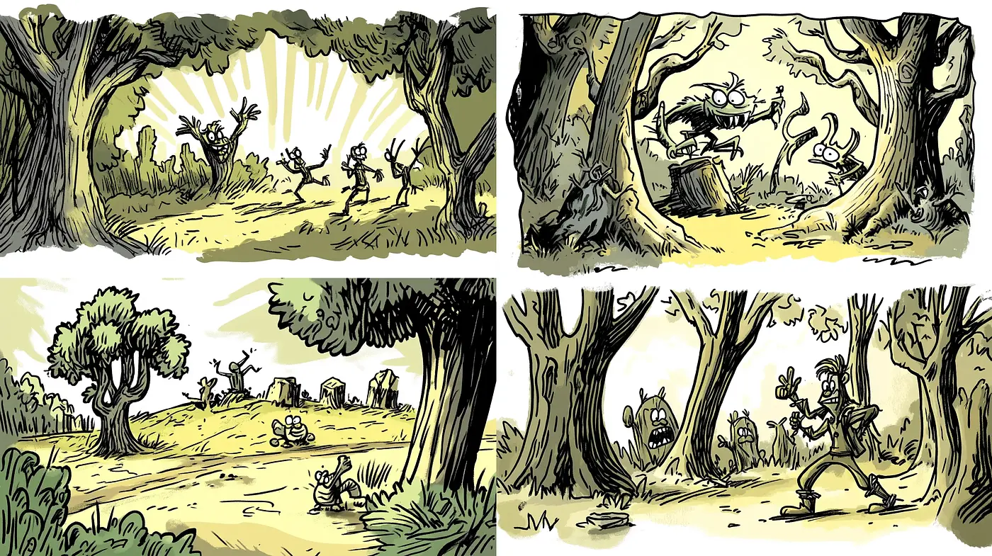 Sketchbook Chronicles: The Dance of Ink and Olive Hues - Midjourney sref style